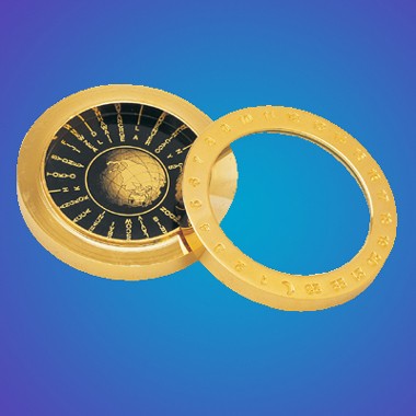 2-In-1 World Time Table w/Magnifier on Solid Brass Disc 2