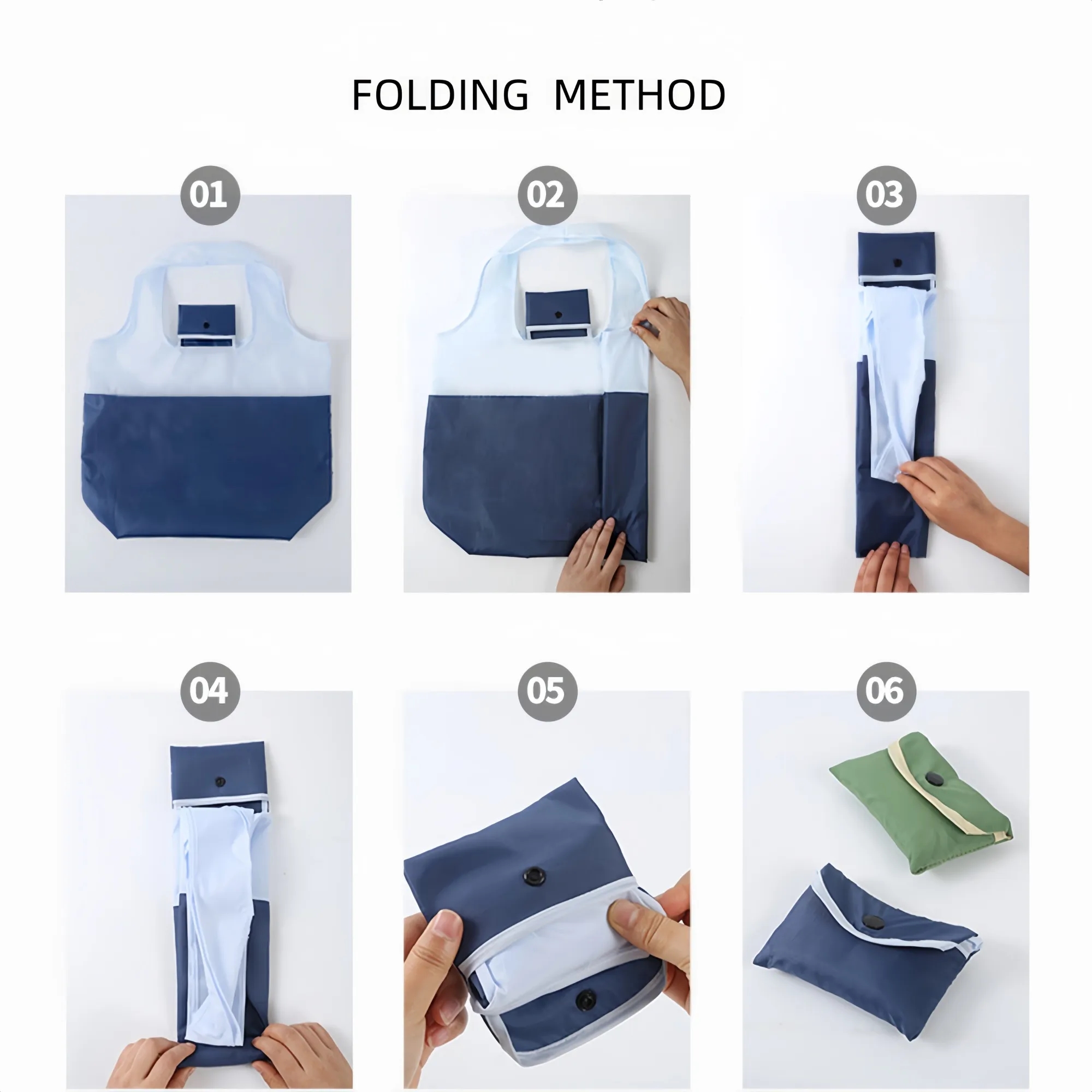MOQ100 Recycled Polyester Waterproof Foldable Shopping Bag 6