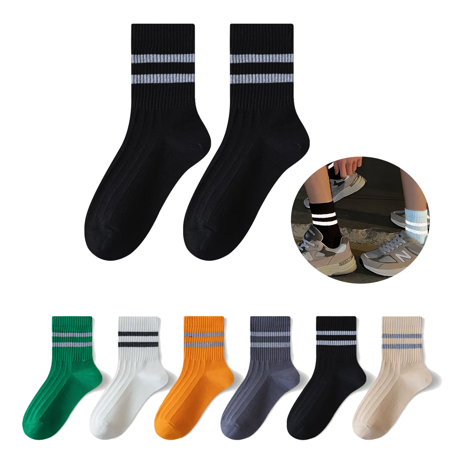 Cotton Pair Reflective Socks 3