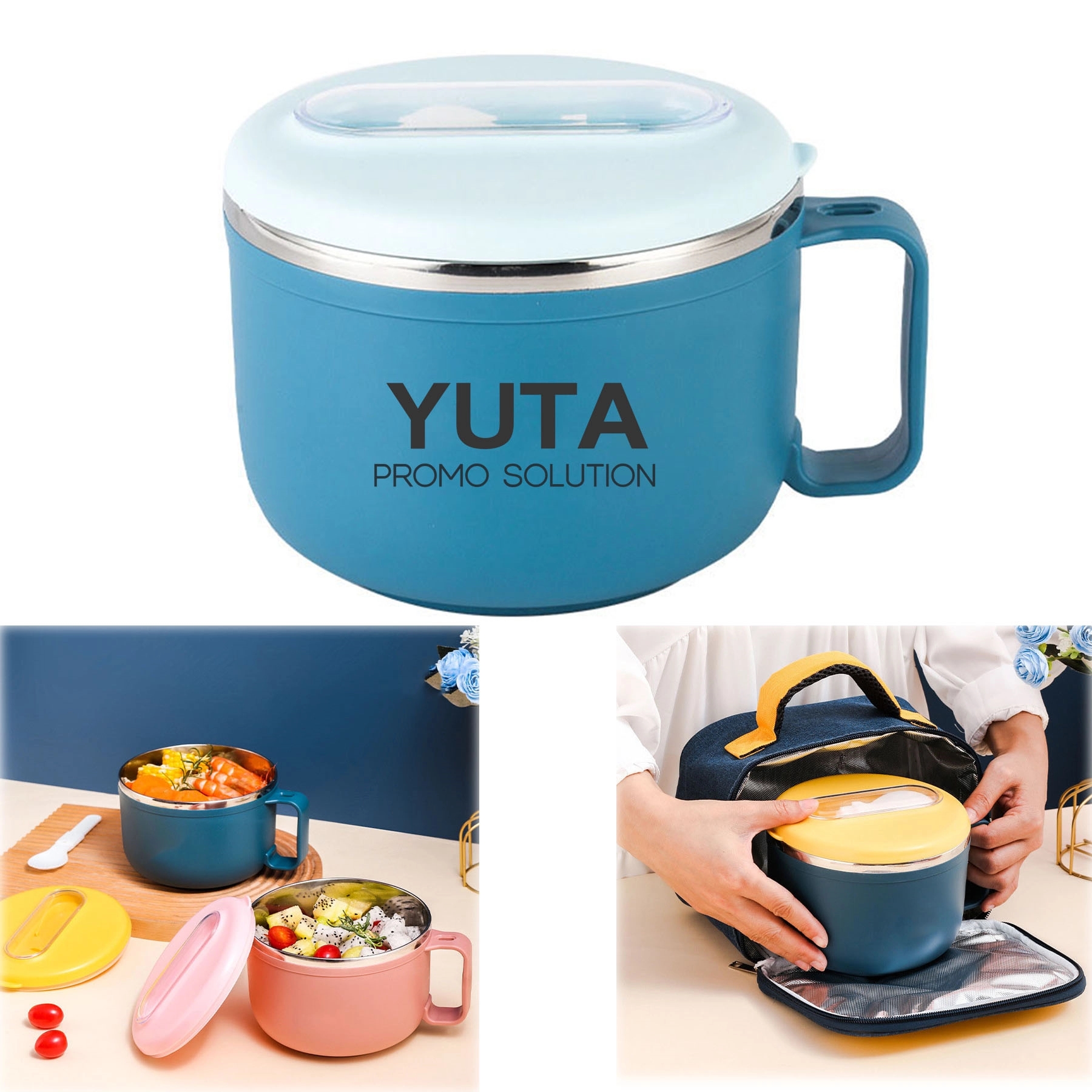 Stainless Steel Noodle Bowl Set For Home Office College Dorm 3