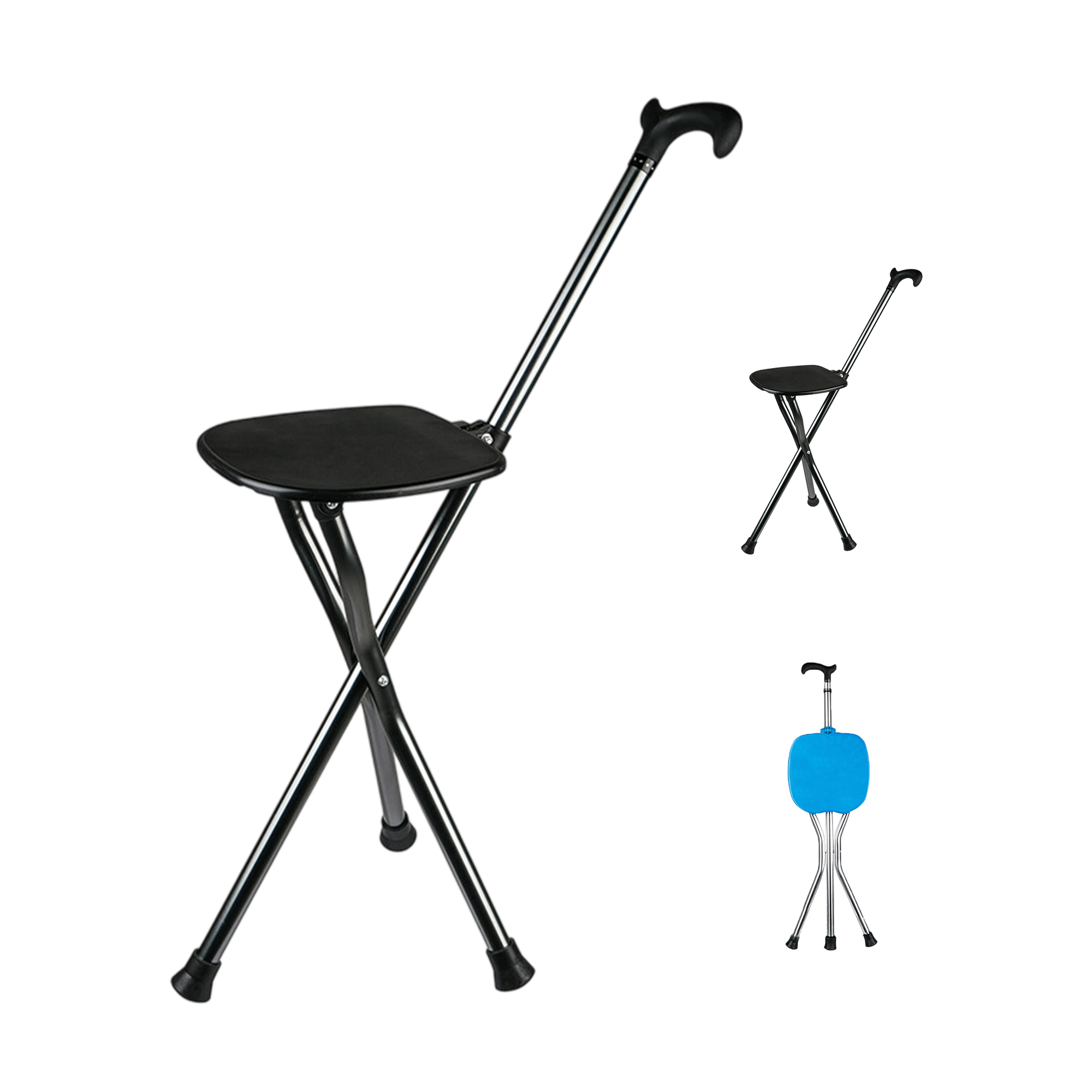 Aluminum Folding Crutch Chair With Three Leg Support 9.1" Length x 35.5" Height 2