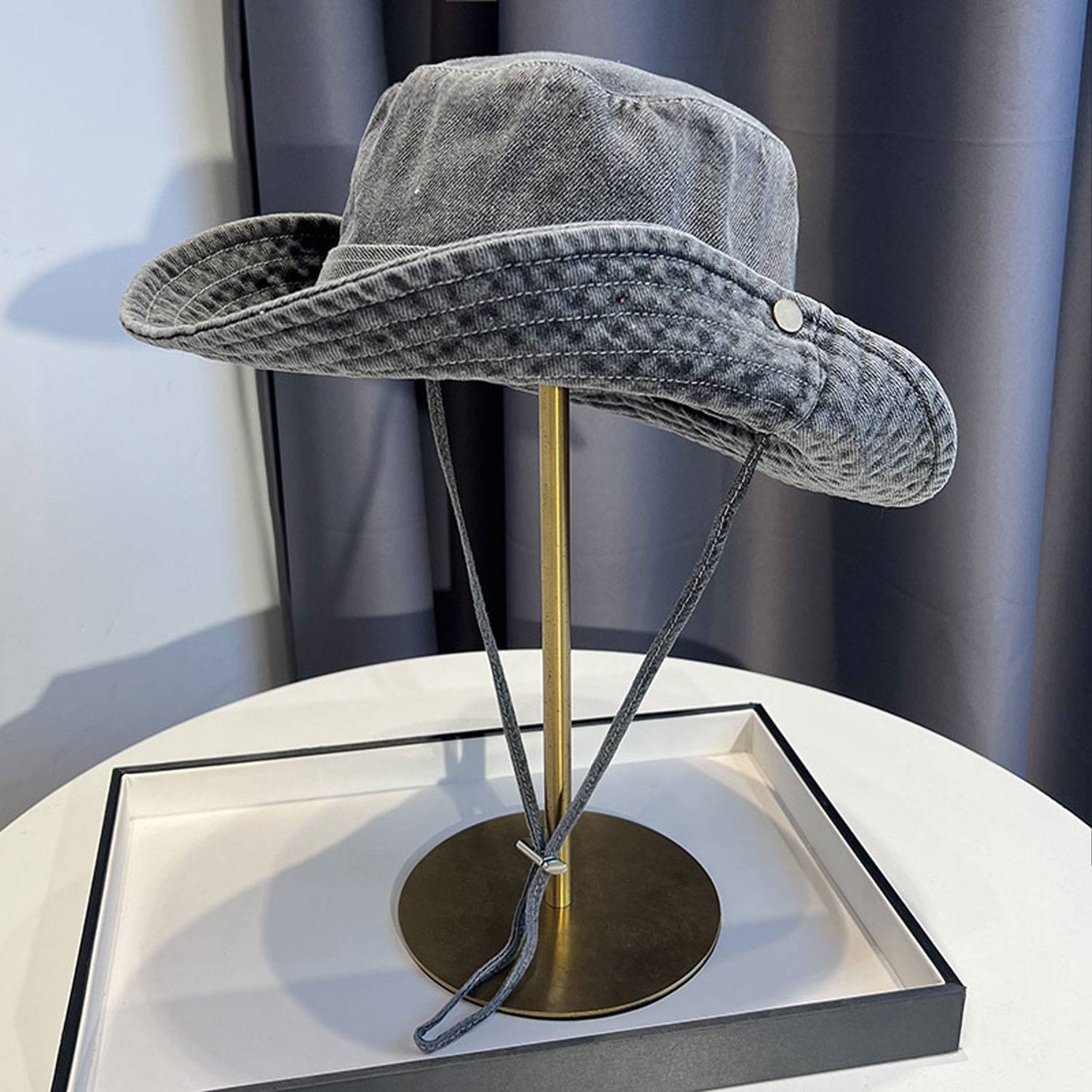 Women Cotton Travel Denim Bucket Hat 8