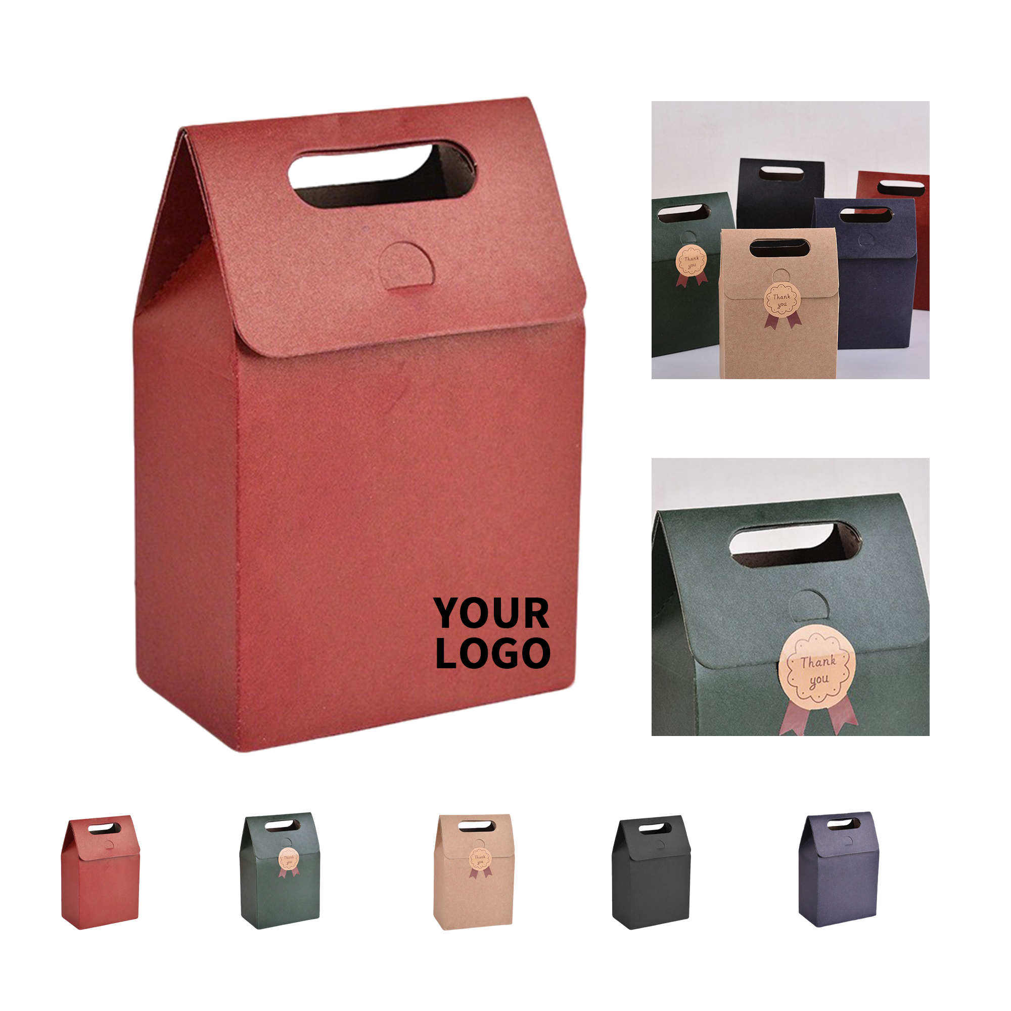 Kraft Paper Flap Gift Bag With Custom Sticker 2