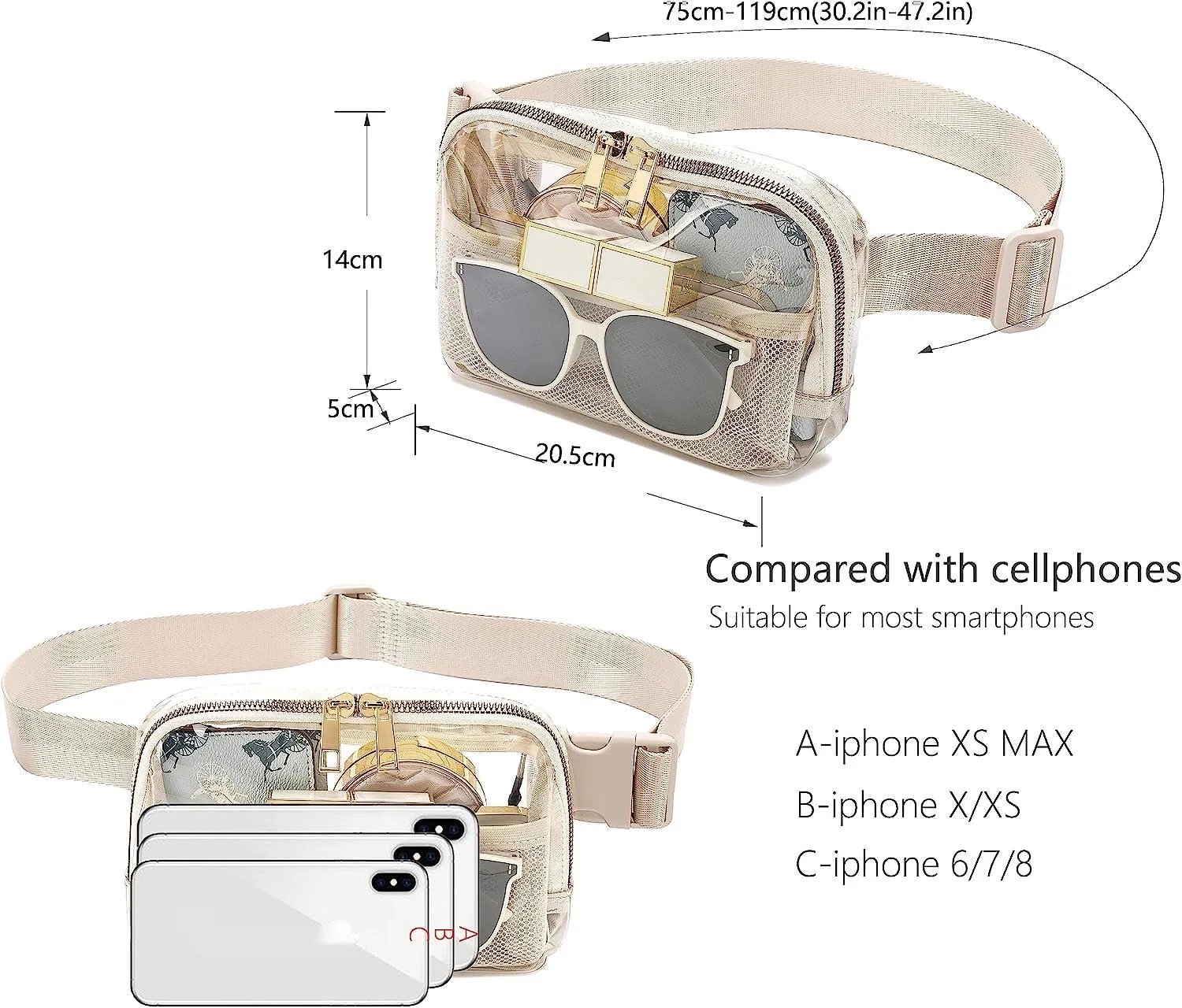 Stadium Approved Adjustable Strap Clear Belt Bag 5