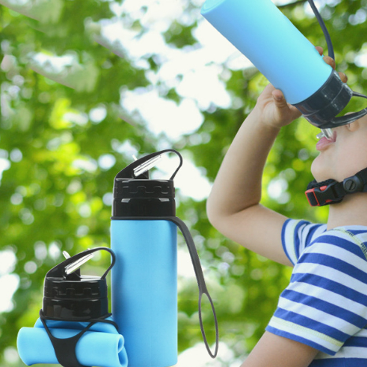 15Oz. Foldable Water Bottle with Flip Lid and Carry Strap 4