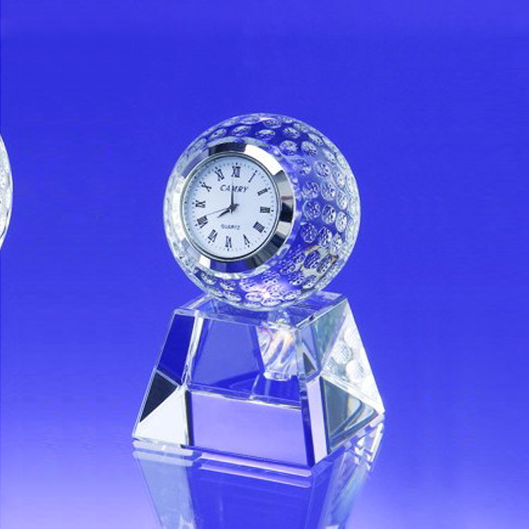 3 3/4" Award- Awards, Trophy,Golf,60mm Ball Clock w/ Base 2