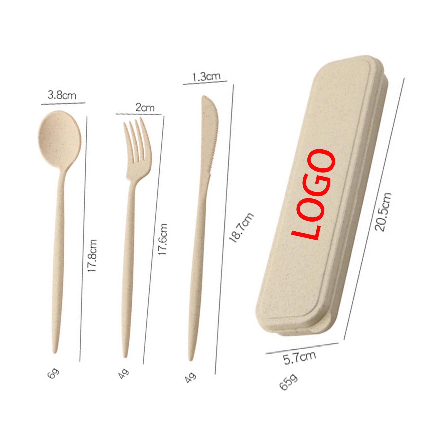 3 Pieces Wheat Straw Utensil Set 1