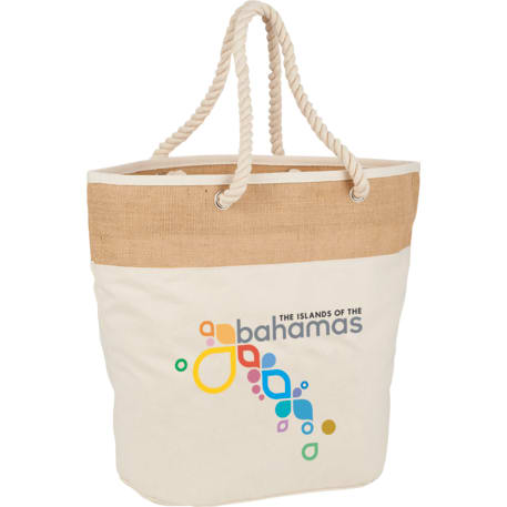 Jute Accent 12oz Cotton Canvas Rope Tote 14