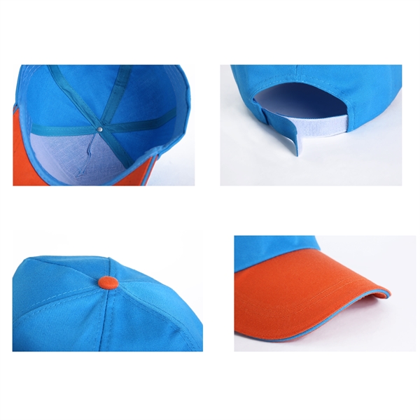 Stock 2-Tone Poly Cotton 5 Panel Cap, Hook-And-Loop Fastener 4