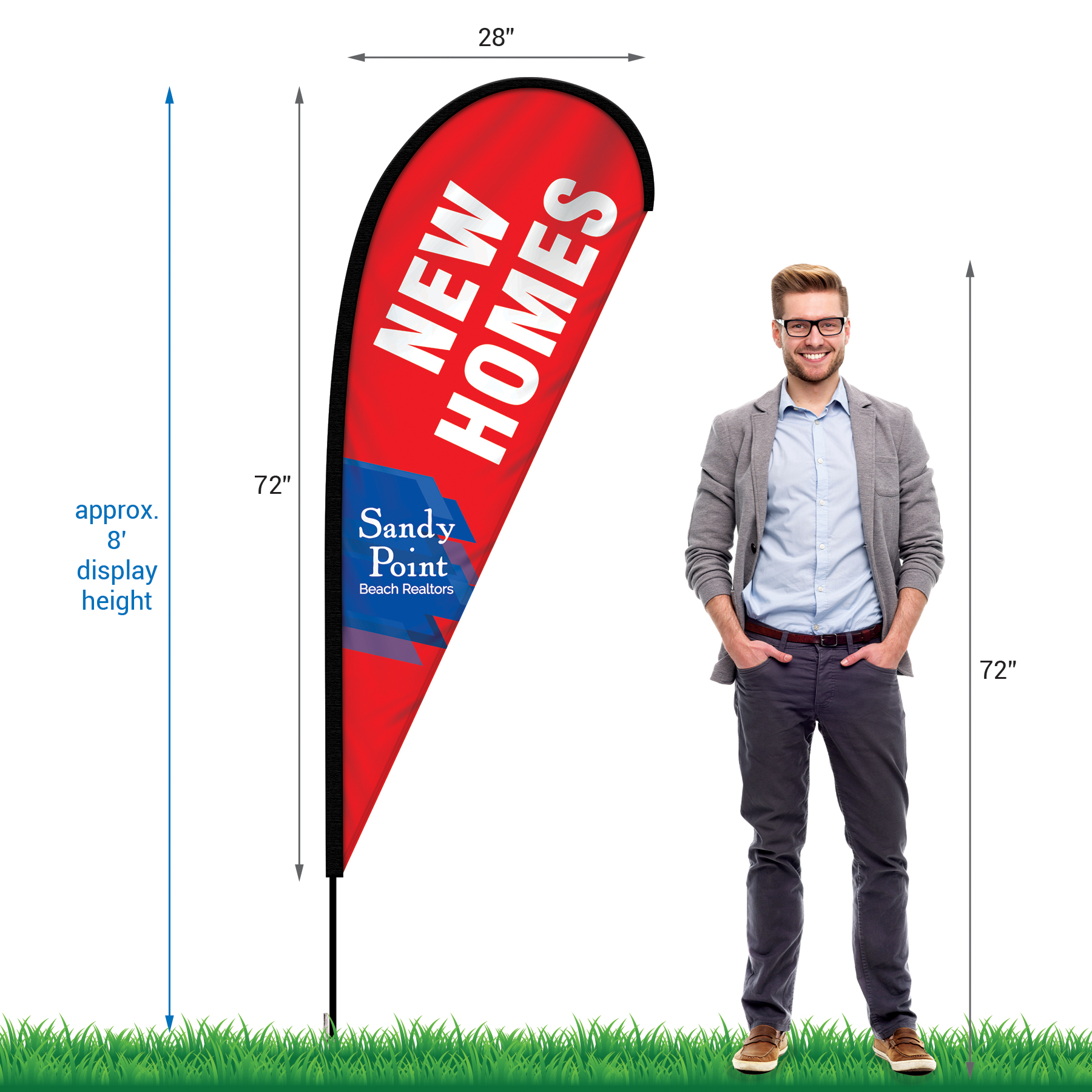 48 - Hour 6' Single Reverse Teardrop Banner with Hardware Set 5