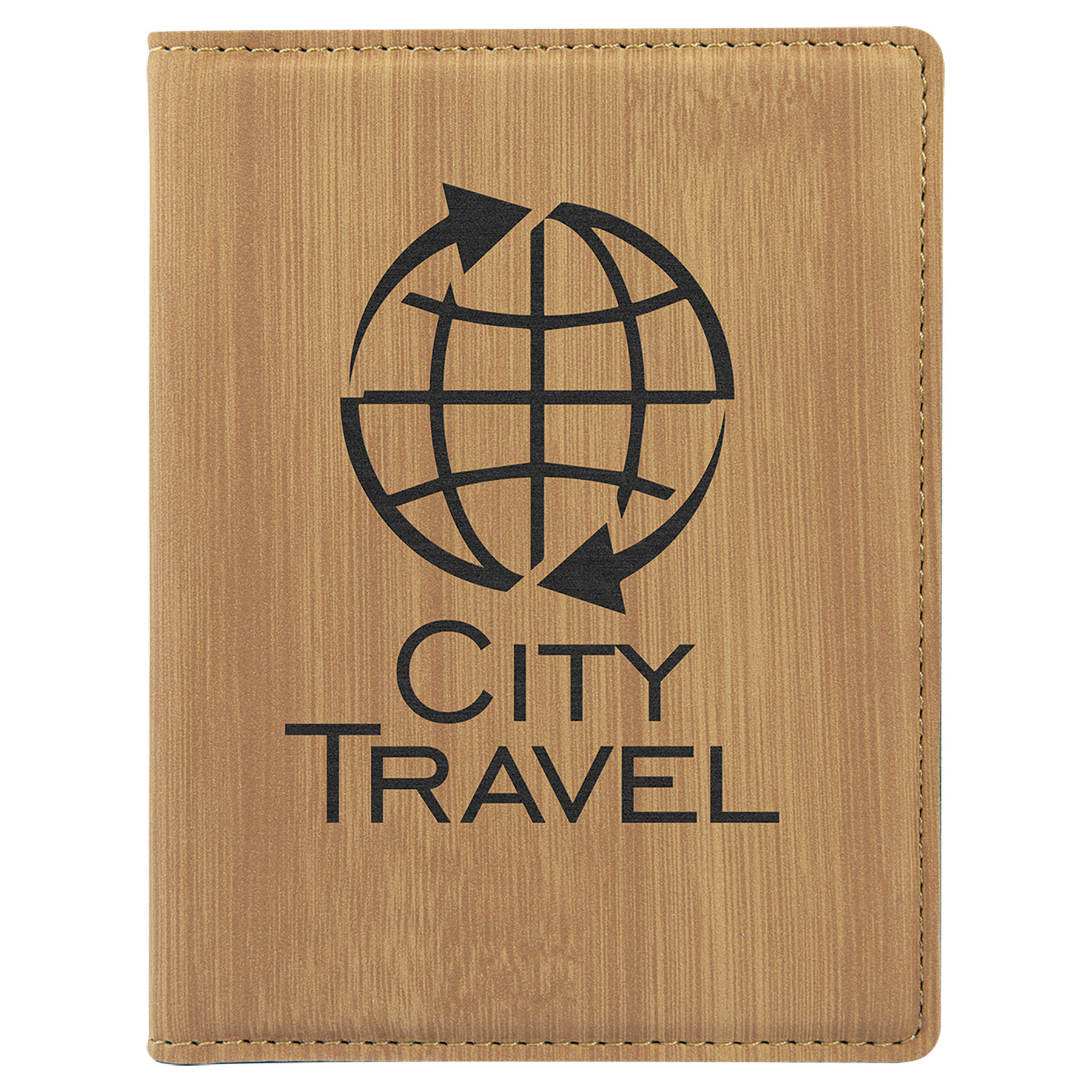 4 1/4" x 5 1/2" Bamboo Leatherette Passport Holder 2
