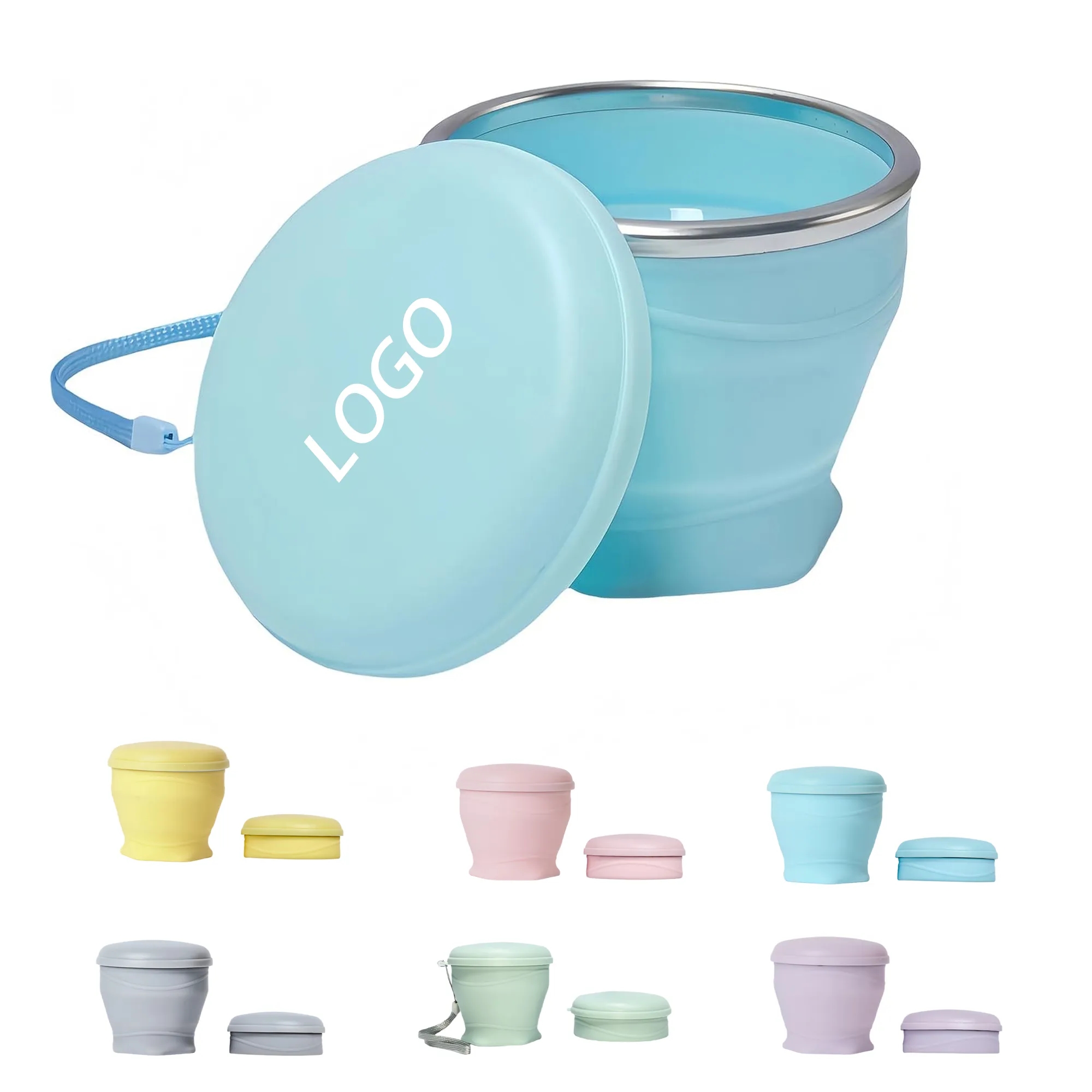 6oz Foldable Silicone Cup with Lid and Lanyard 2