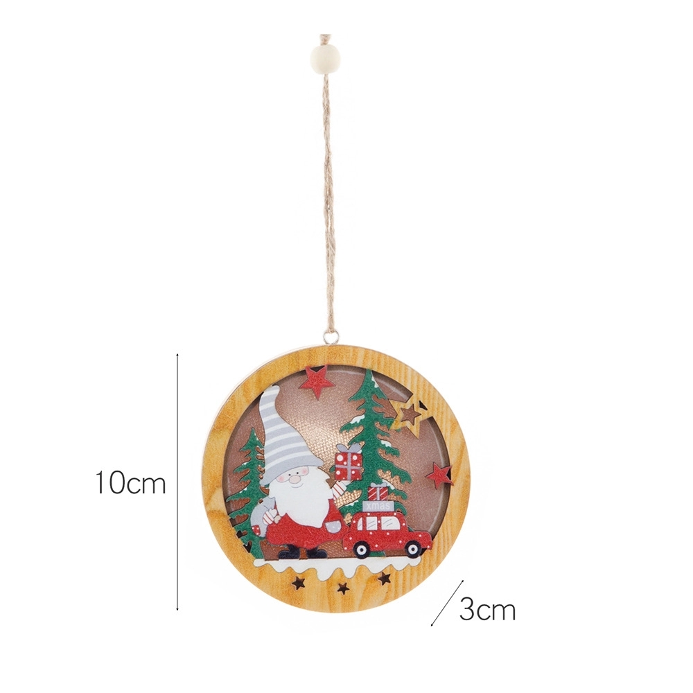 Christmas Wood Cutouts Pendants With Led Lights 2