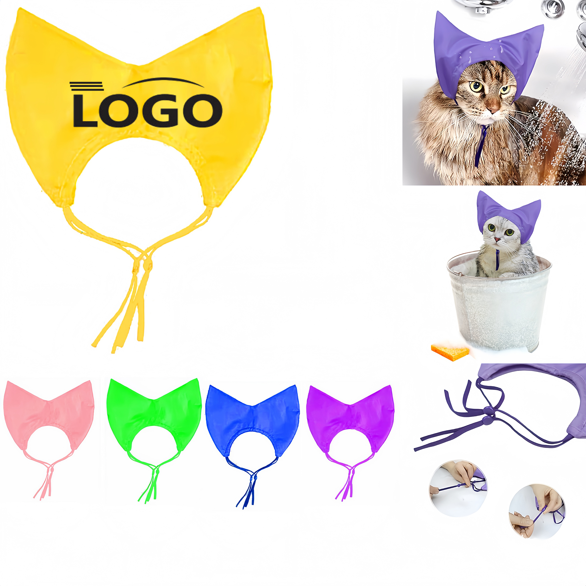 Adjustable Waterproof Cat Shower Cap 2