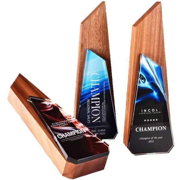 Solid Wood Crystal Trophy 3