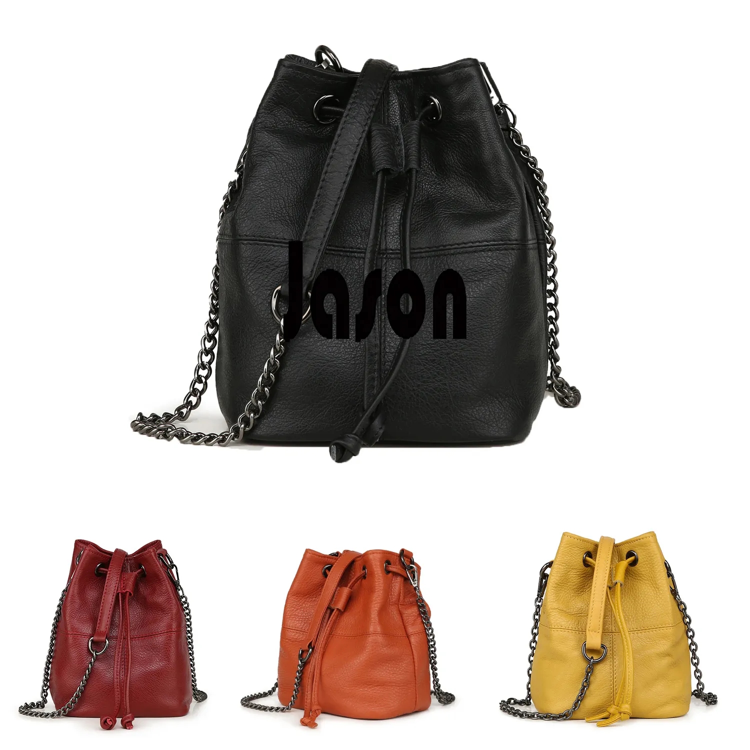 Genuine Leather Bucket Crossbody Bag 2