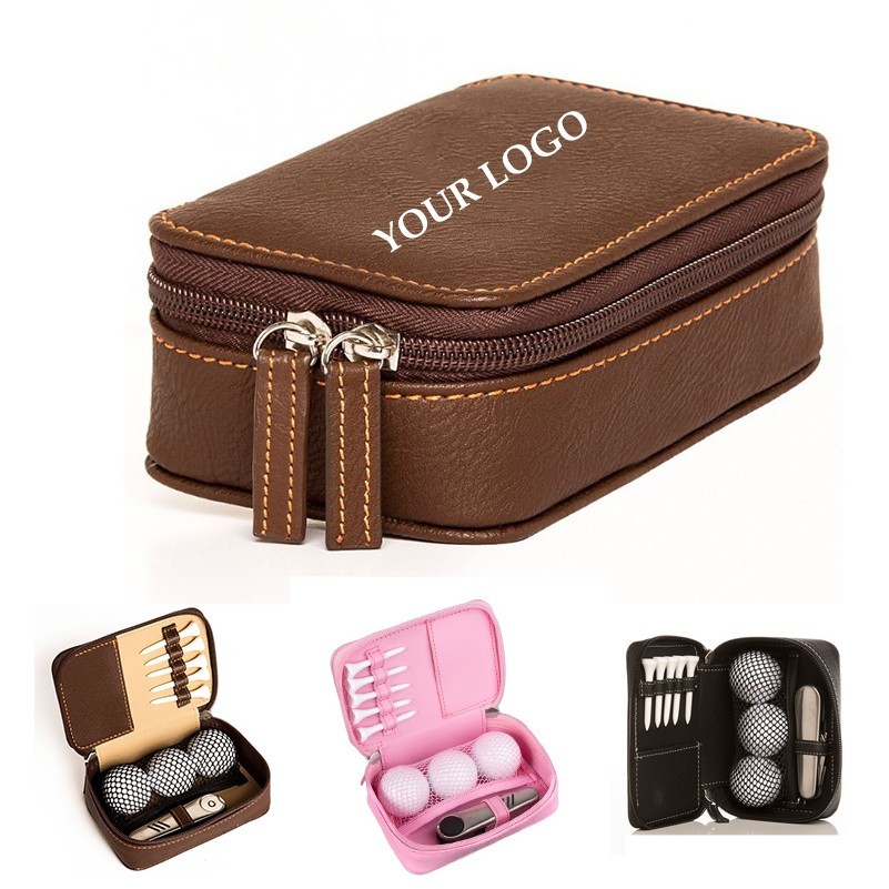 Mini Leather Golf Ball Case Pouch Organizer 2