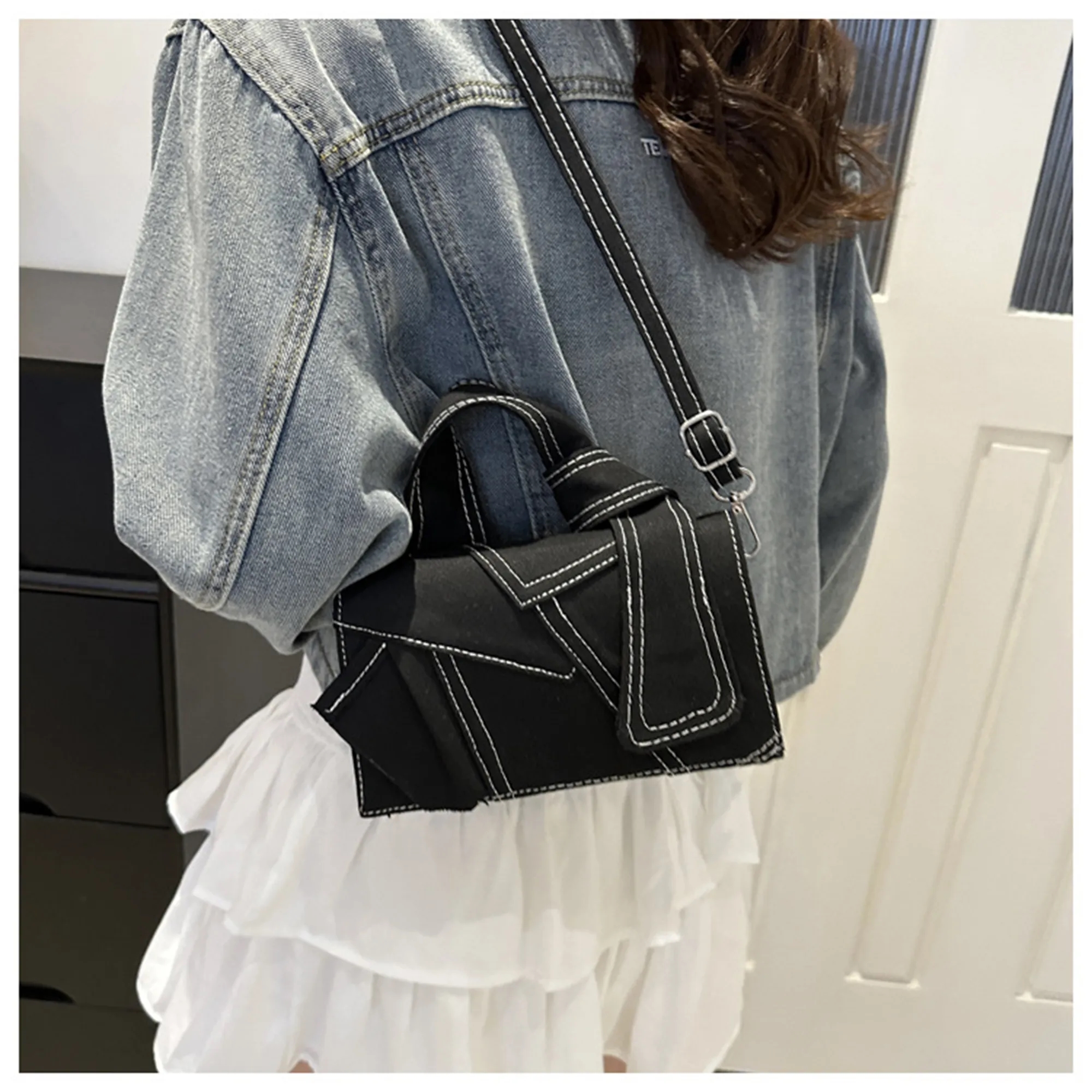 Denim Patchwork Crossbody Bag 12