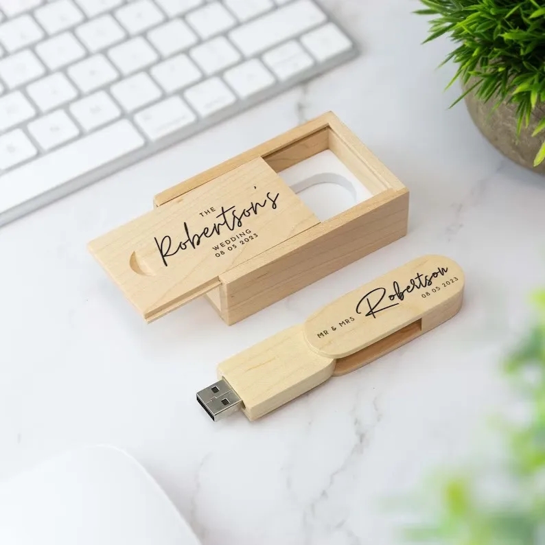 Swivel Wooden USB with Wood Box 8