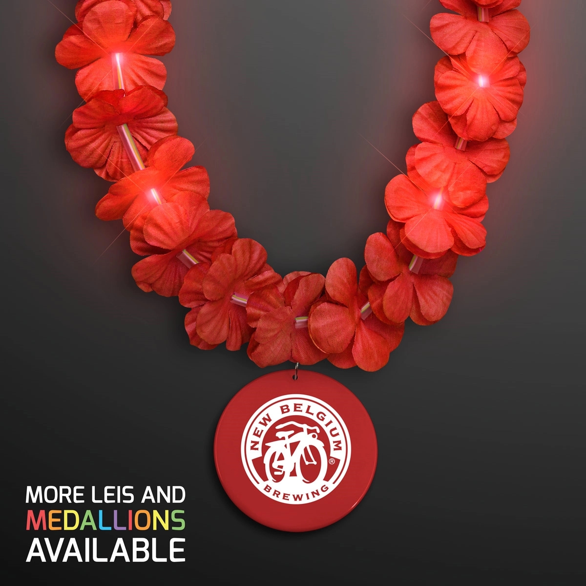 Light Up Red Lei with Medallion 3