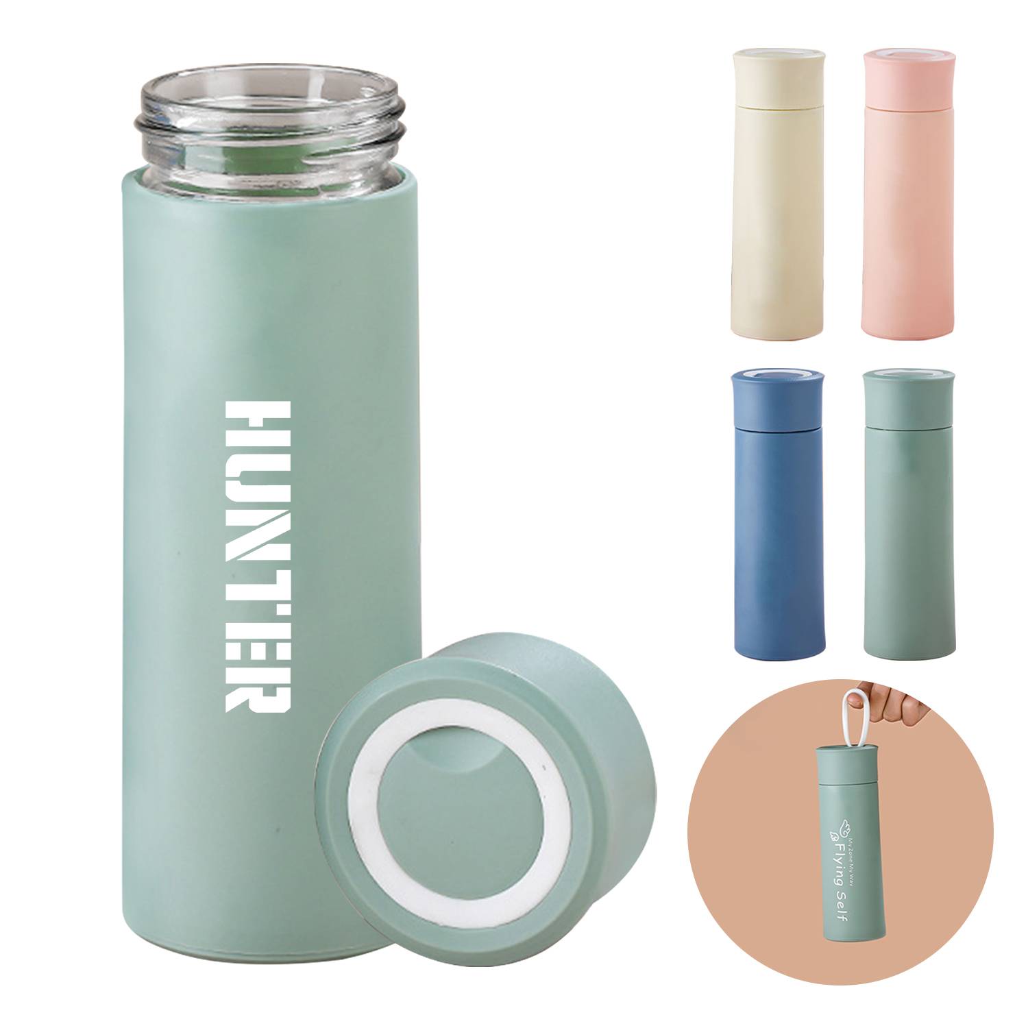 14oz Double-layered Glass Cup With Handle Gifts For Couples