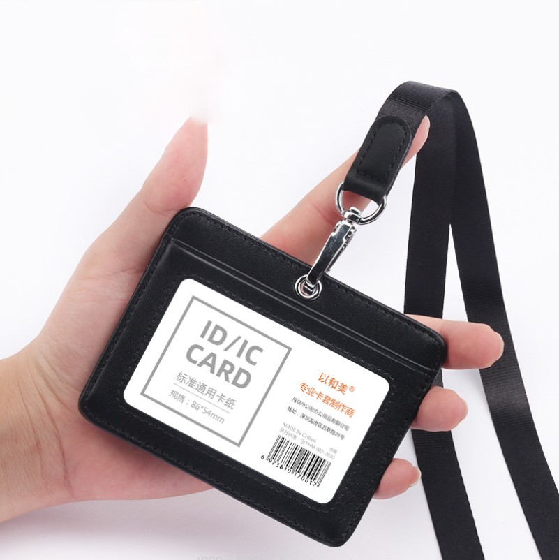 Genuine Leather ID Badge Holder with 3 Slots 6