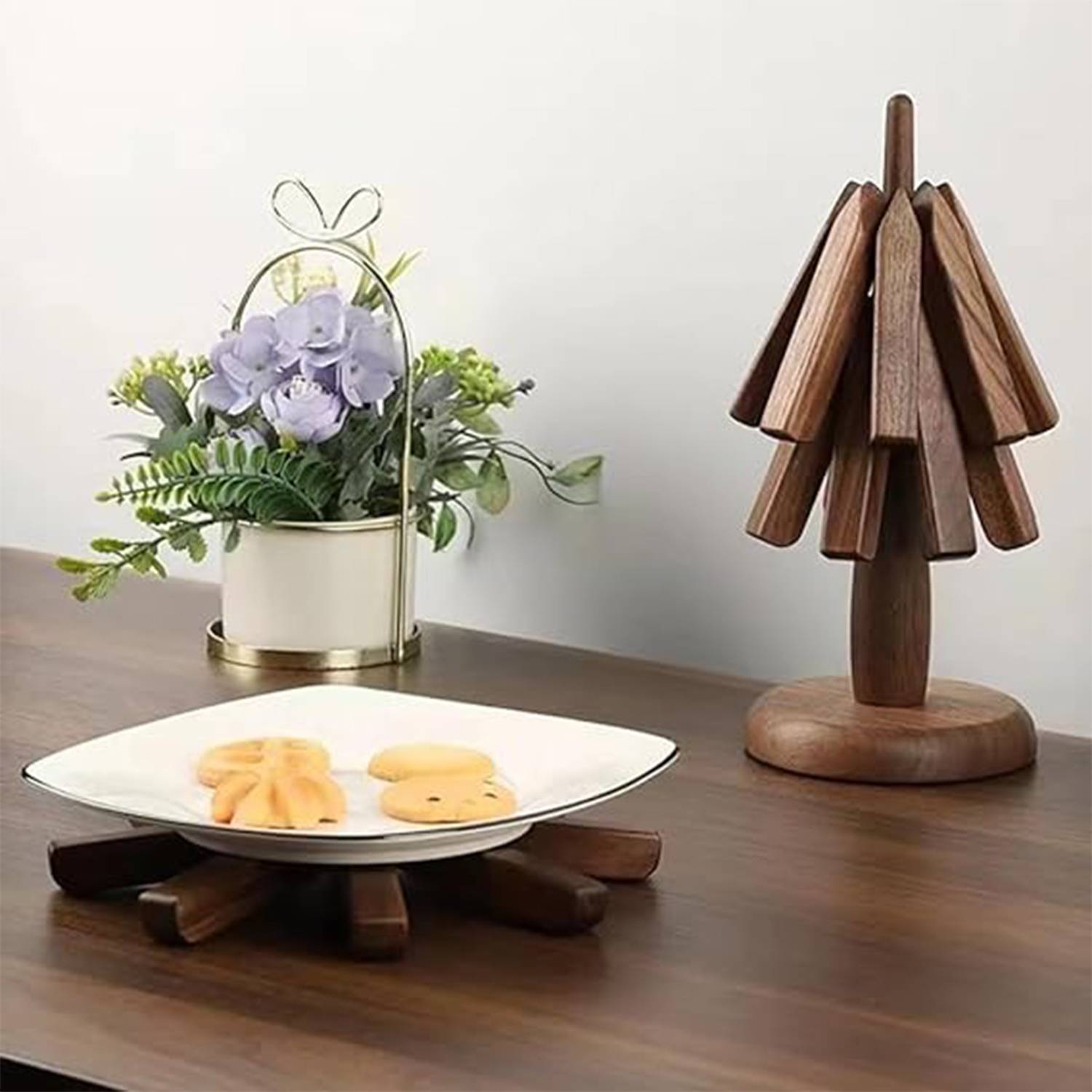 Christmas Tree Shape Black Walnut Heat Insulation Pad 6