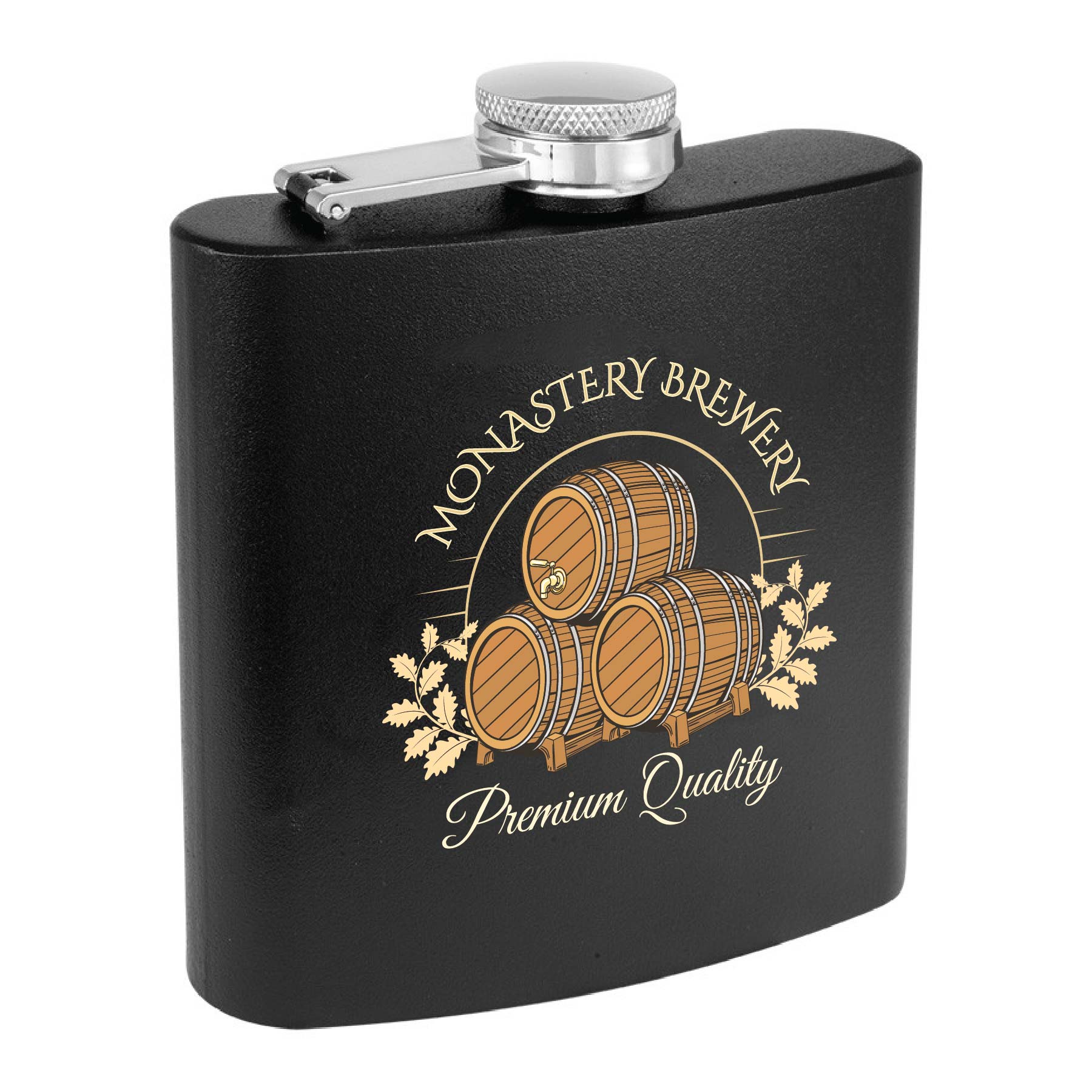 6oz. Matte Black Powder Coated Stainless Steel Flask 2