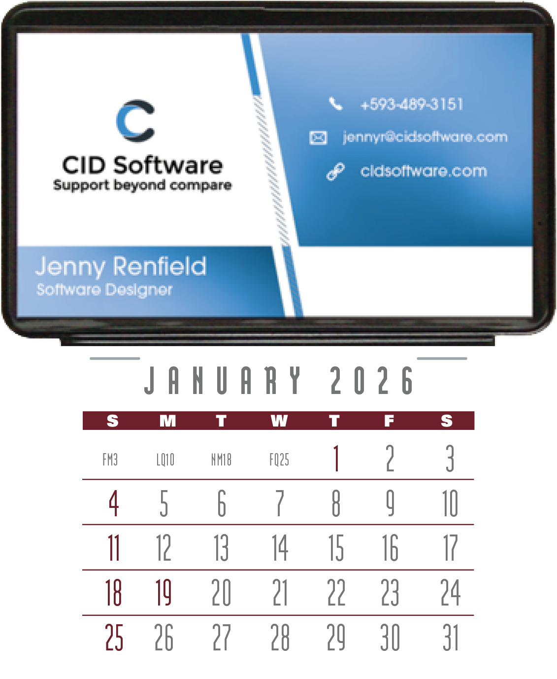 Press-N-Stick Business Card Holder No Imprint With Calendar Pad