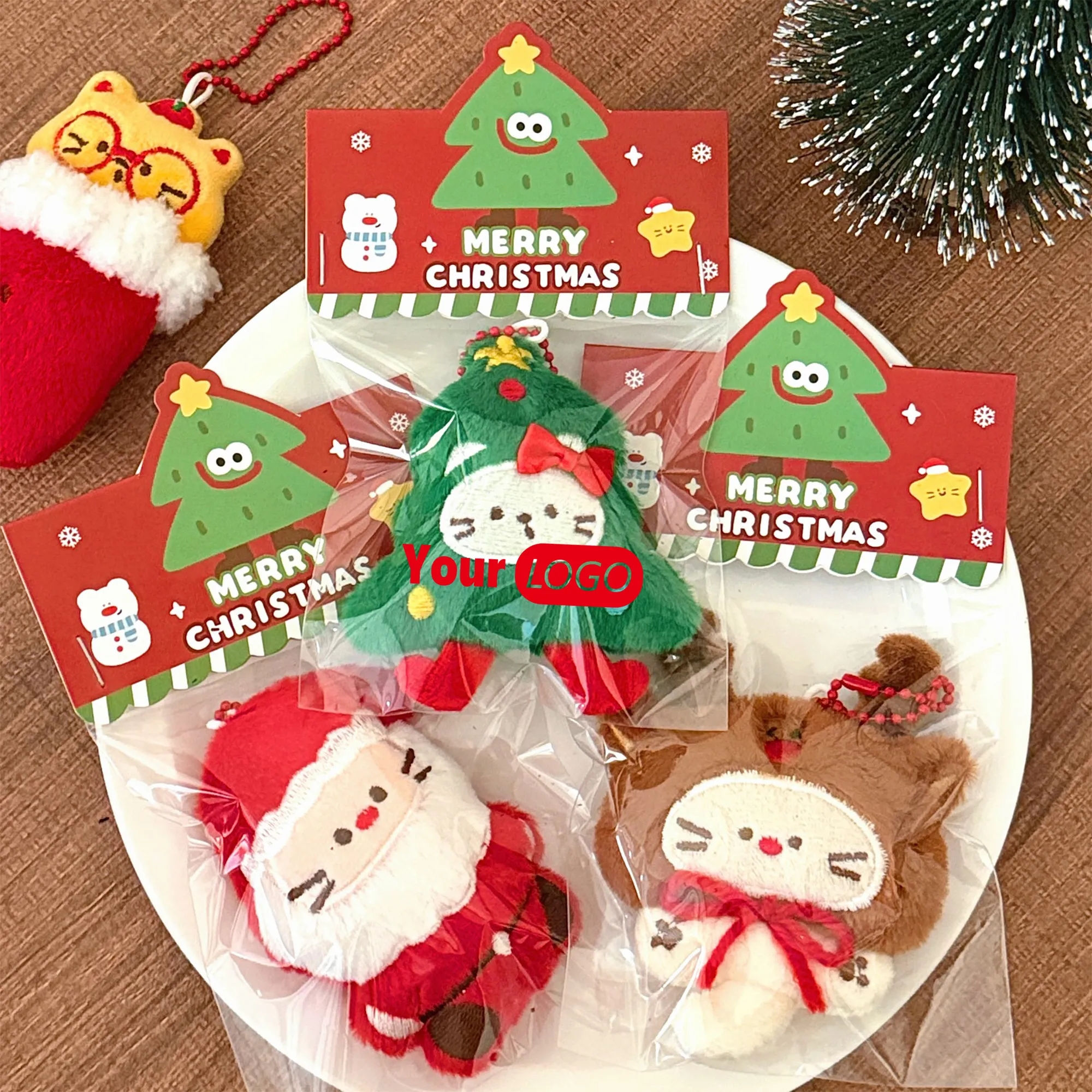 Christmas Plush Keychain, Festive Bag Charm, Holiday Gift 4