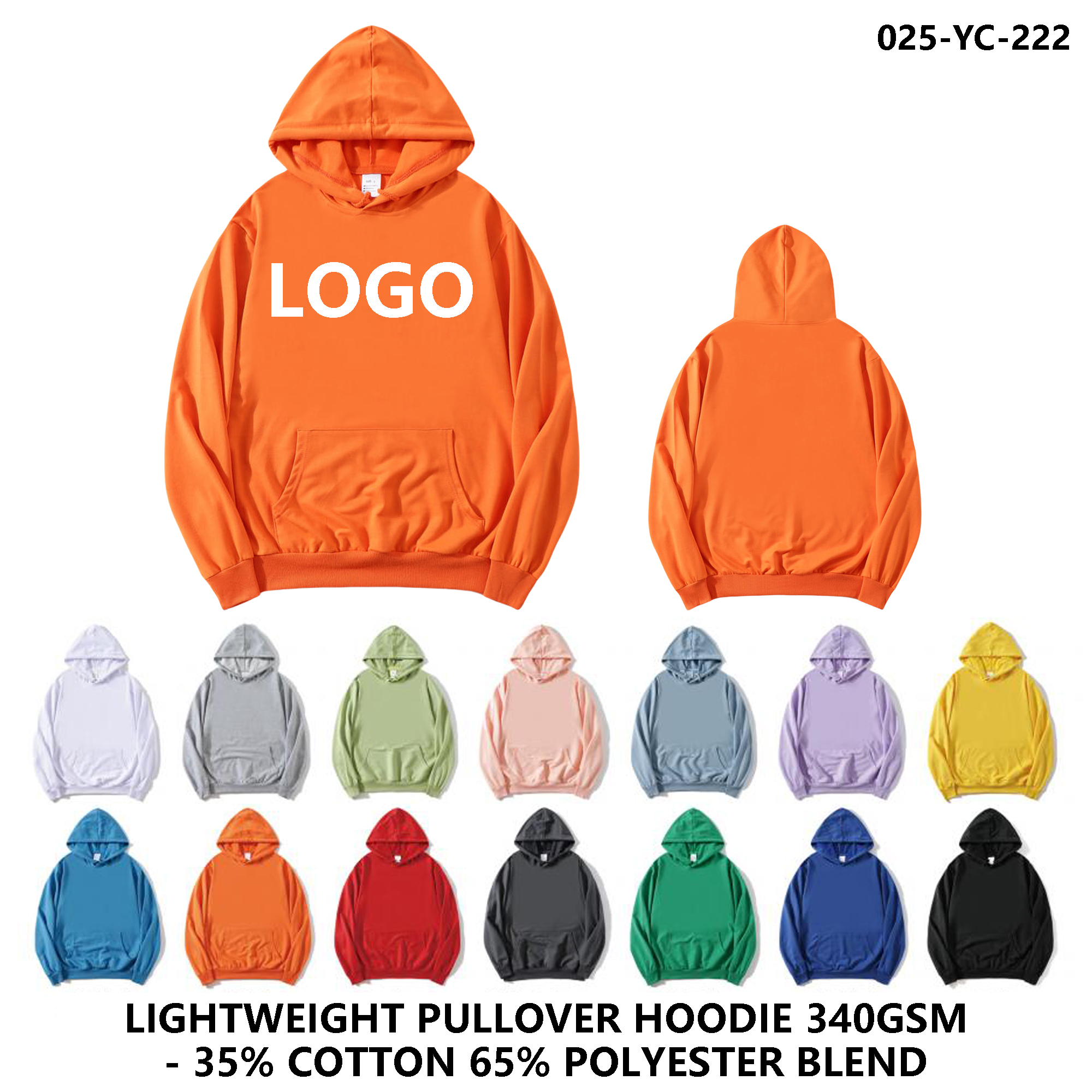 Personalized Logo Thin Cotton Blend Terry Hoodie, custom hoodie or sweatshirt with logo imprint 2
