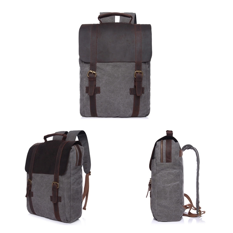 Premium Canvas Leather backpack,Laptop Backpack 8