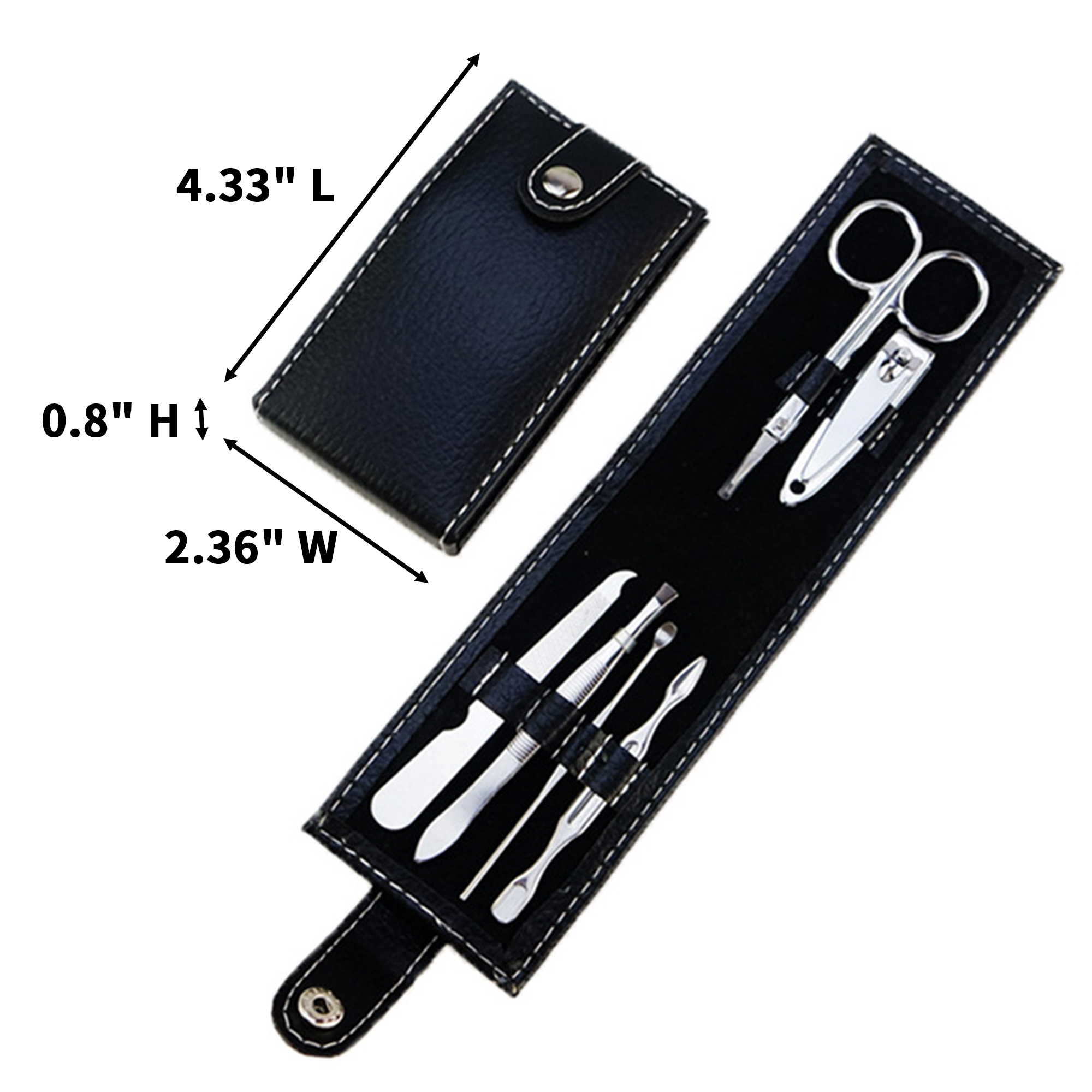 Stainless Steel Manicure Kit Six Piece With Folding Pouch 4.33" Length X 2.36" Width X 0.8 I 3