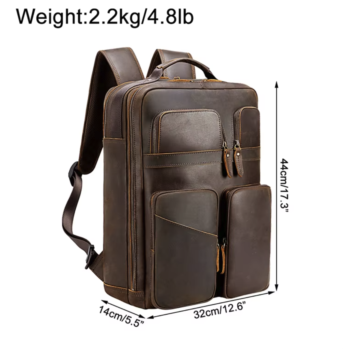 17.3 Inch Full Grain Leather Backpack for Men 3