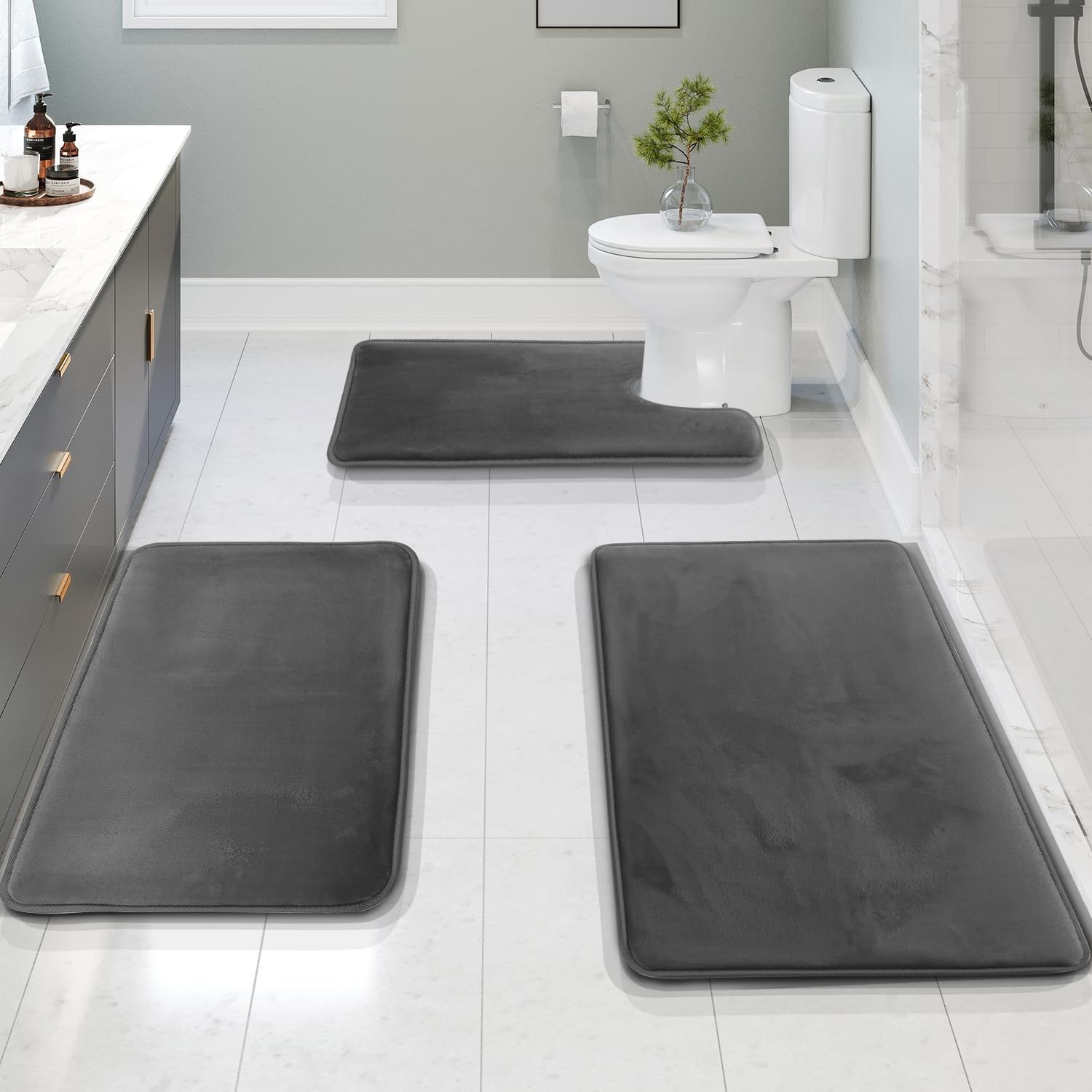 2 Pieces Soft Bathroom Rugs 3
