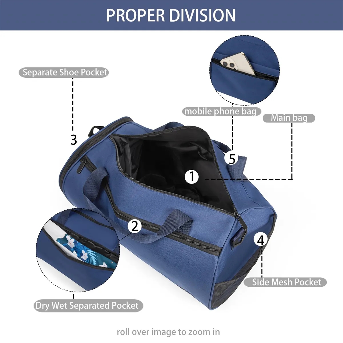 Travel Gym Duffel Bag with Shoes Compartment 4