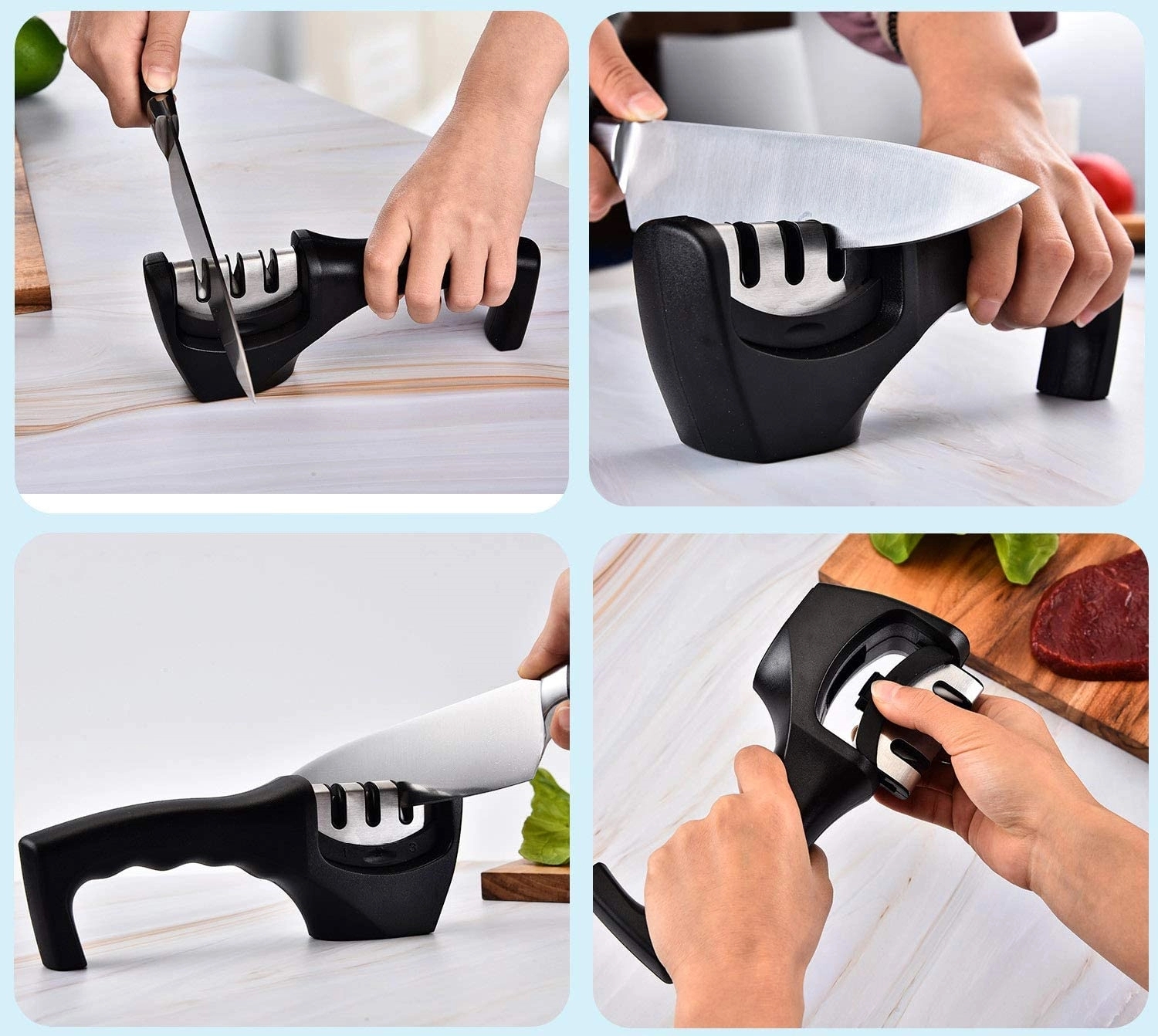 3-Stage Knife Sharpener W/ Cut Resistant Glove 8