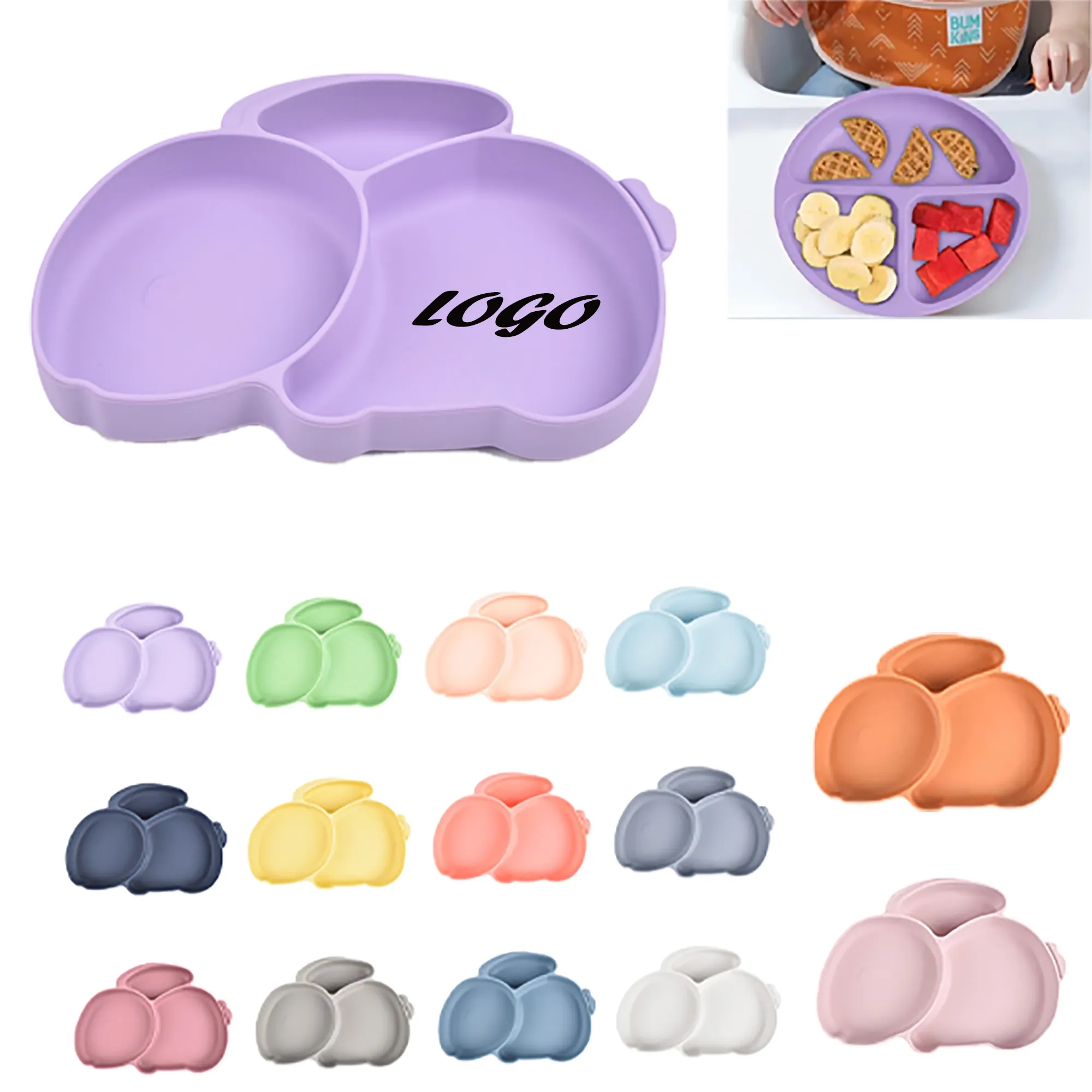 Strong Suction Silicone Divided Baby Plate 1