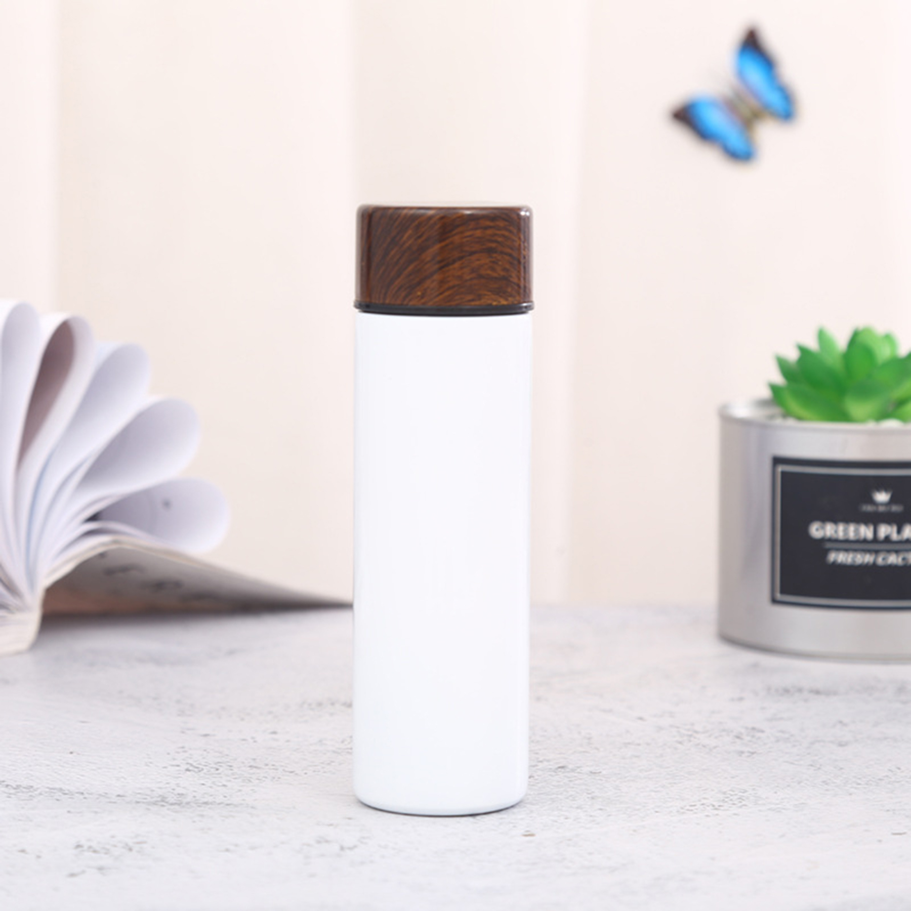 Mini Pocket Mug With Wooden Grain Lid 3