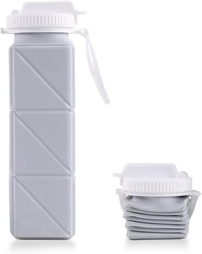 Collapsible Portable Silicone Water Bottle with Straw Lid 8