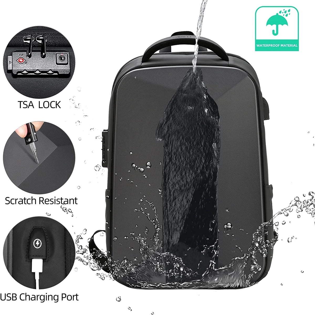Laptop Backpack For Men 15.6 Inch Hard Shell Anti-Theft 5