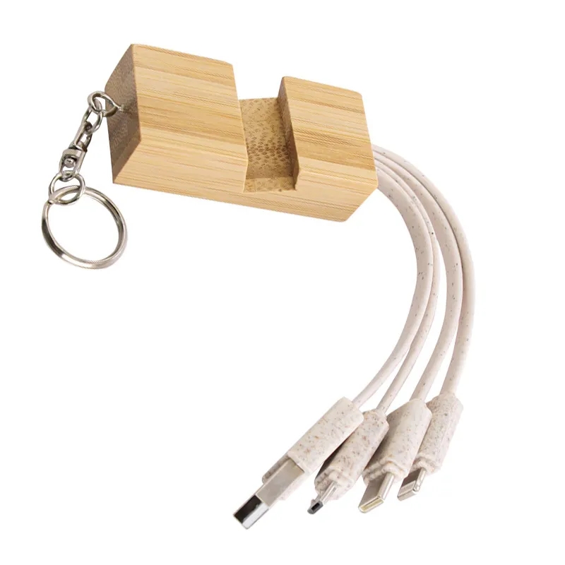 Custom Bamboo Charging Cable w/ Phone Stand 4