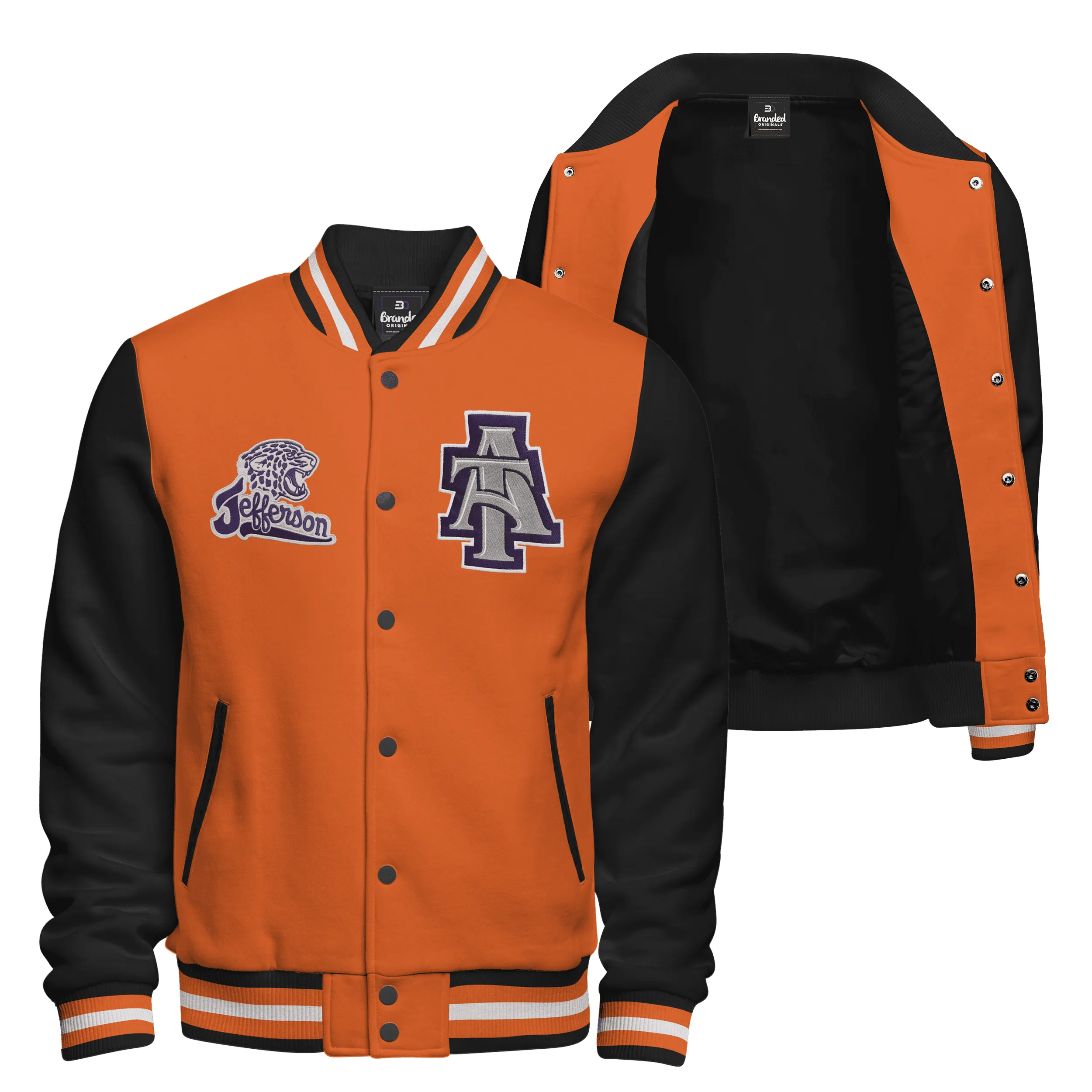 Cotton Fleece Varsity Jacket With Black Satin Lining 11