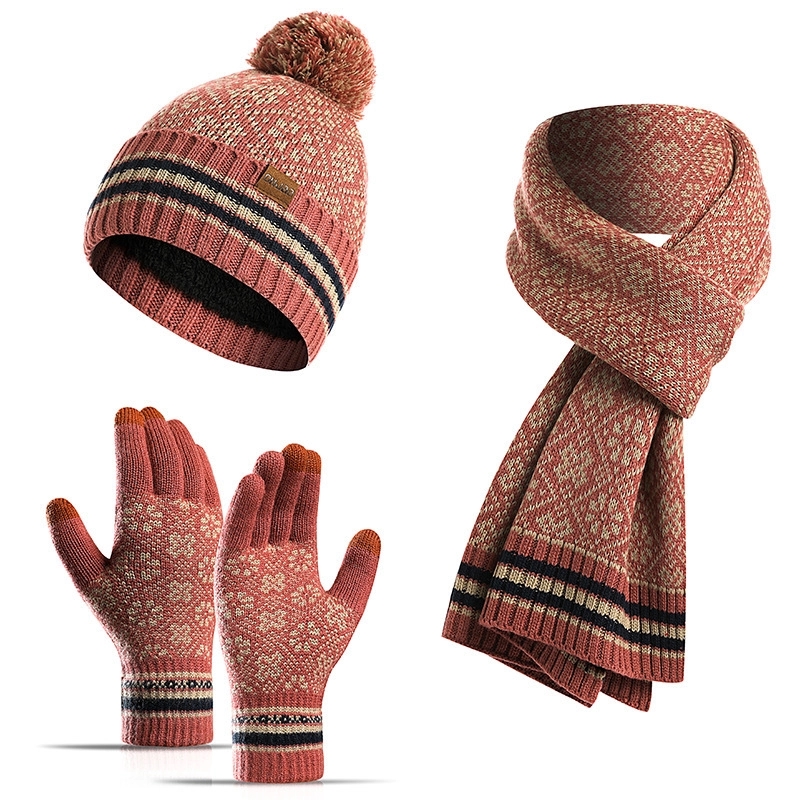Winter Hat Scarf Touch Screen Gloves Set 3
