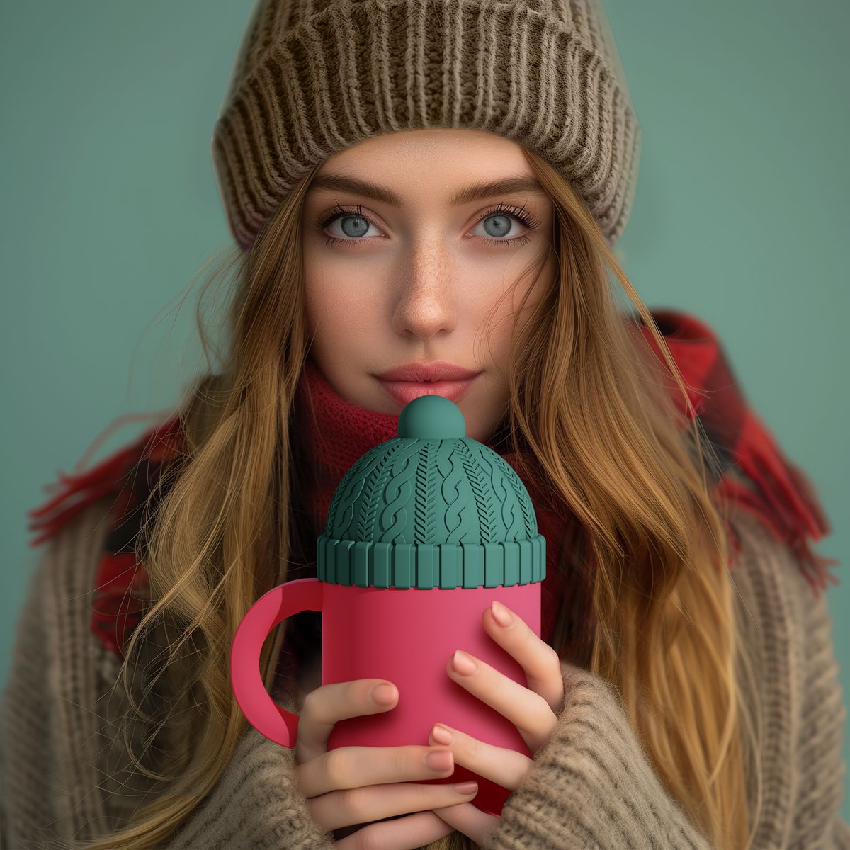 12 oz Insulated Mug with Ceramic Coated Interior - Asobu Happy Hats Beanie 5