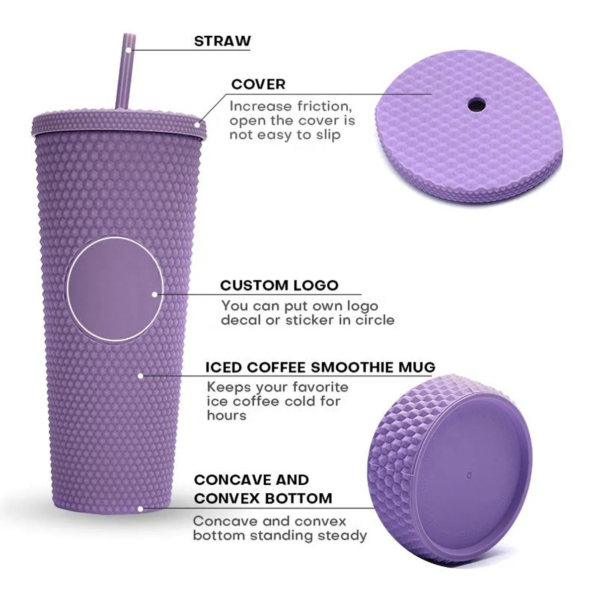 24oz Studded Tumbler with Lid and Straw 5