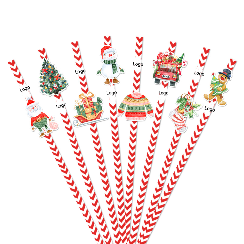 24Pcs Christmas Disposable Paper Straw Set 1