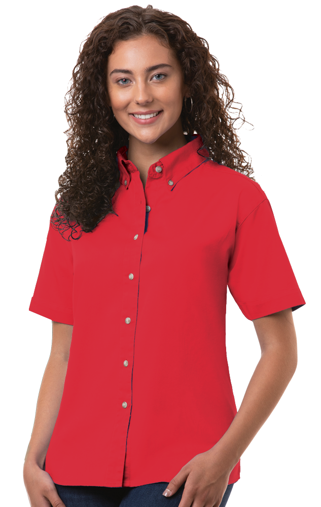 Ladies' Short-Sleeve 100% Cotton Twill Shirt 8