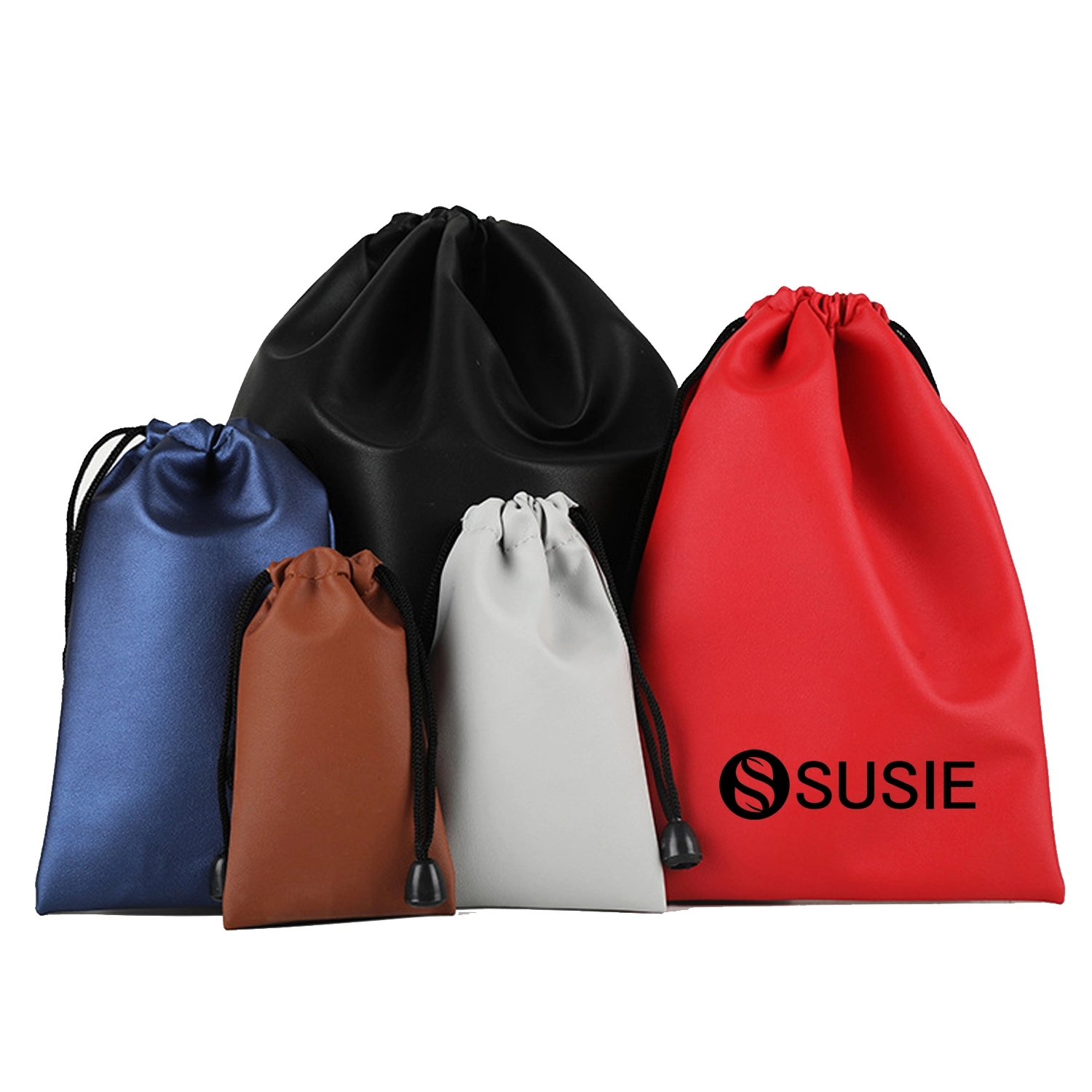 Faux Leather Drawstring Pouch 2
