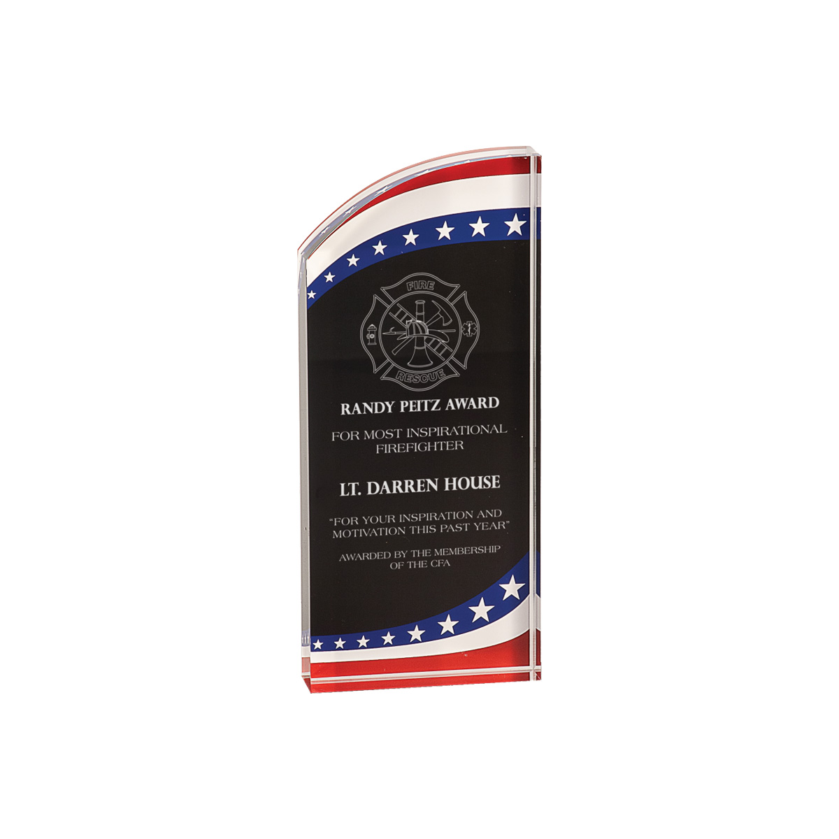 3" x 8" Stars & Stripes Marble Rounded Acrylic Award